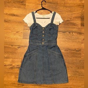Jopra Fitted Jean Dress with bonus short sleeved white crop top- Women’s size S